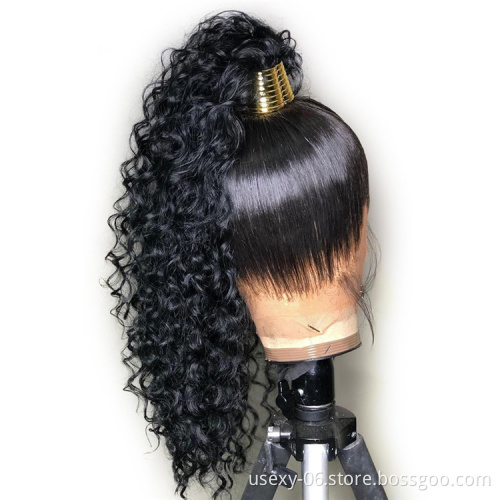 Cheap glueless human hair wigs with 360 closure perruque-bresilien lac wig onlin deep wave 360 full lace wig hd